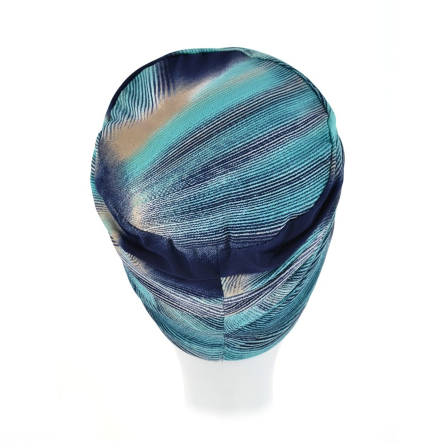 Dwuwarstwowy turban z ozdobnym drapowaniem granatowy niebieskie LONDON M/1*