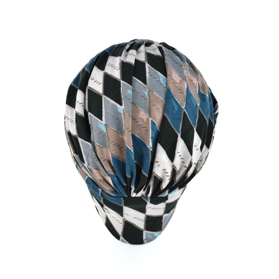 Ładny i wygodny turban kolorowy w szachownice ELA 349
