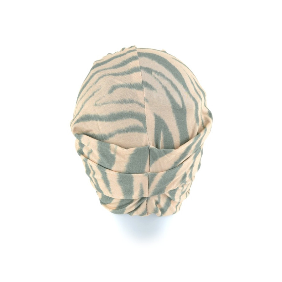 Lekki bambusowy turban beżowy w zielone wzory SAMOA B325