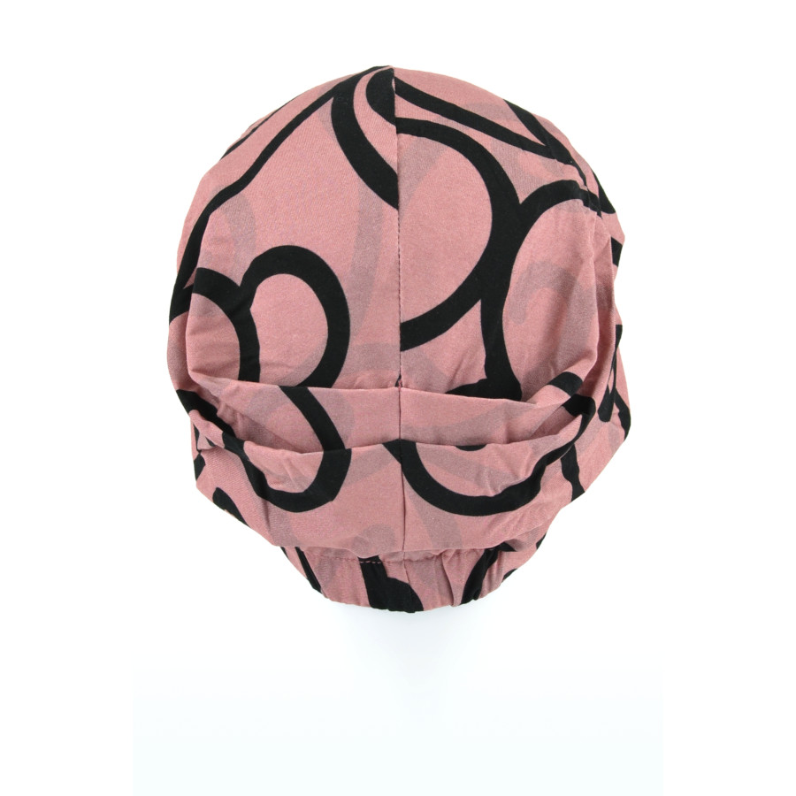 Lekki bambusowy turban różowy w czarne półokręgi SAMOA B335