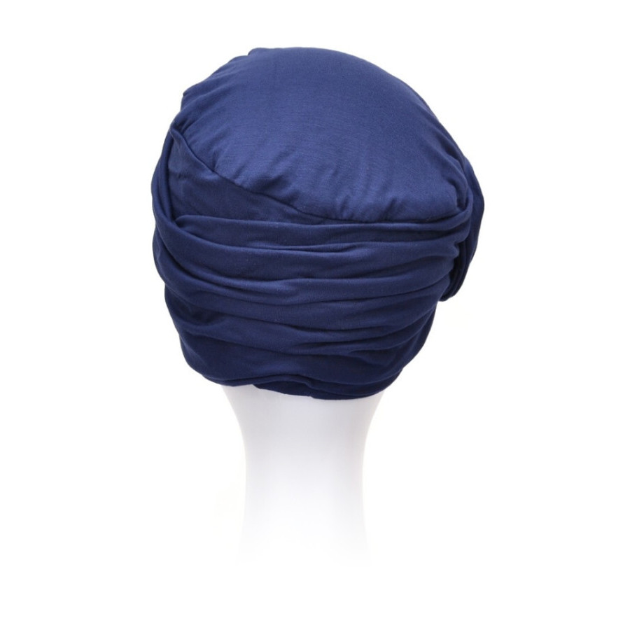 Granatowy turban z drapowaną różą PUERTO RICO B23*