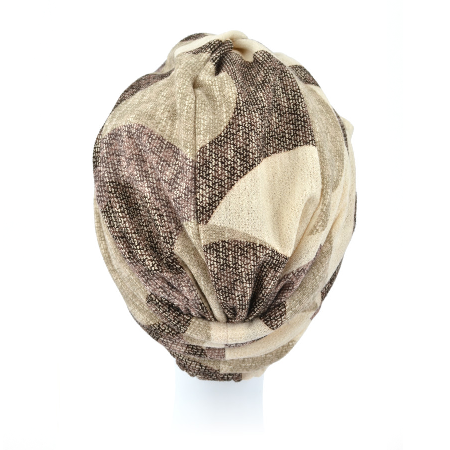 Turban o unikalnym fasonie beżowo brązowy MALMO TL24*