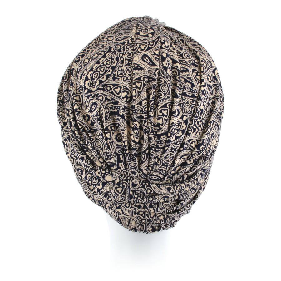 Turban z lekkimi marszczeniami czarno beżowy CLASSIC