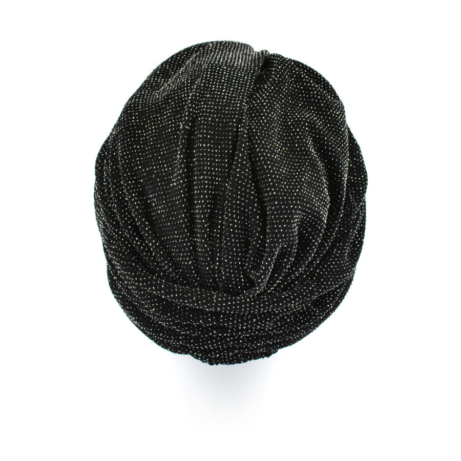 Ciepły czarny turban z bambusową podszewką CRYSTAL