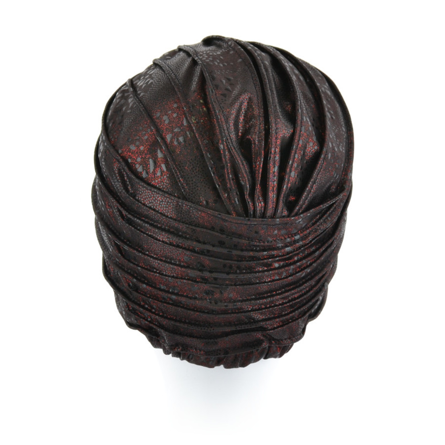 Bordowy elegancki turban o ciekawej fakturze RUBY*