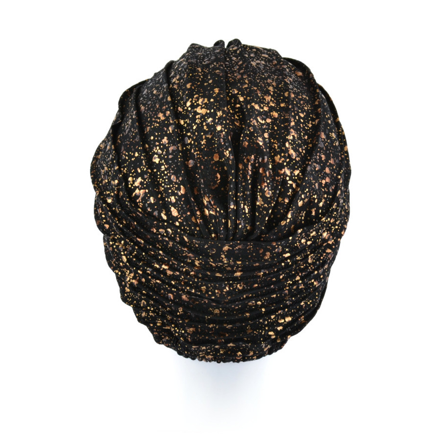Elegancki czarny turban ze złotym printem SPARKLE*