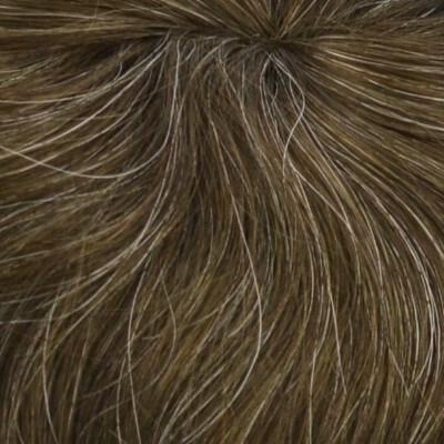 Tupet z włosów naturalnych remy brąz z efektem siwizny LUCA 520