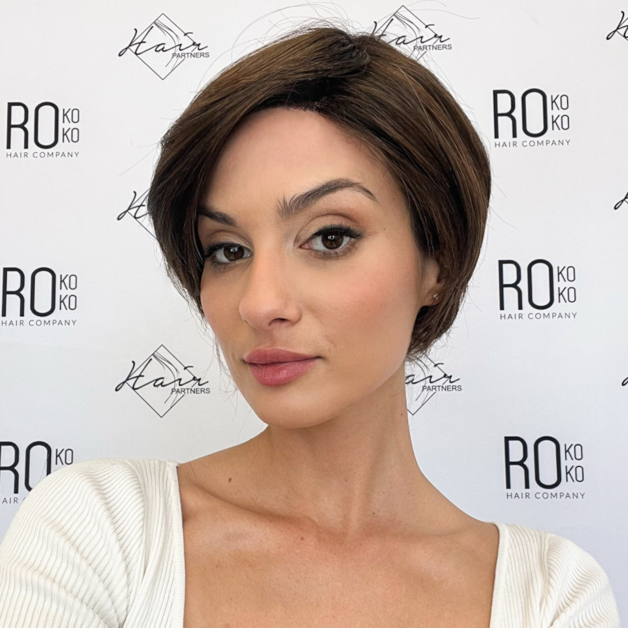 Peruka z włosów syntetycznych ciepły kasztanowy brąz z odrostem FOXTROT 6/30/8/6R*