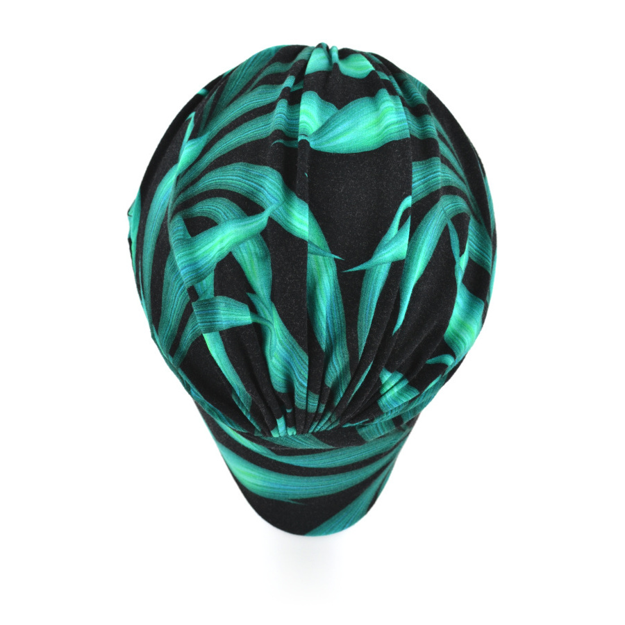 Turban aktywny tryb życia czarny w turkusowe liście COSTA RICA 2233B