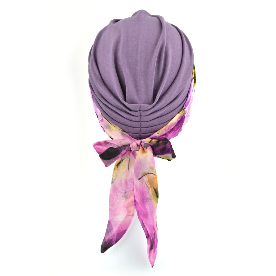 Komplet lawendowy turban i dwie wzorzyste szarfy ZANZIBAR B11/6.4
