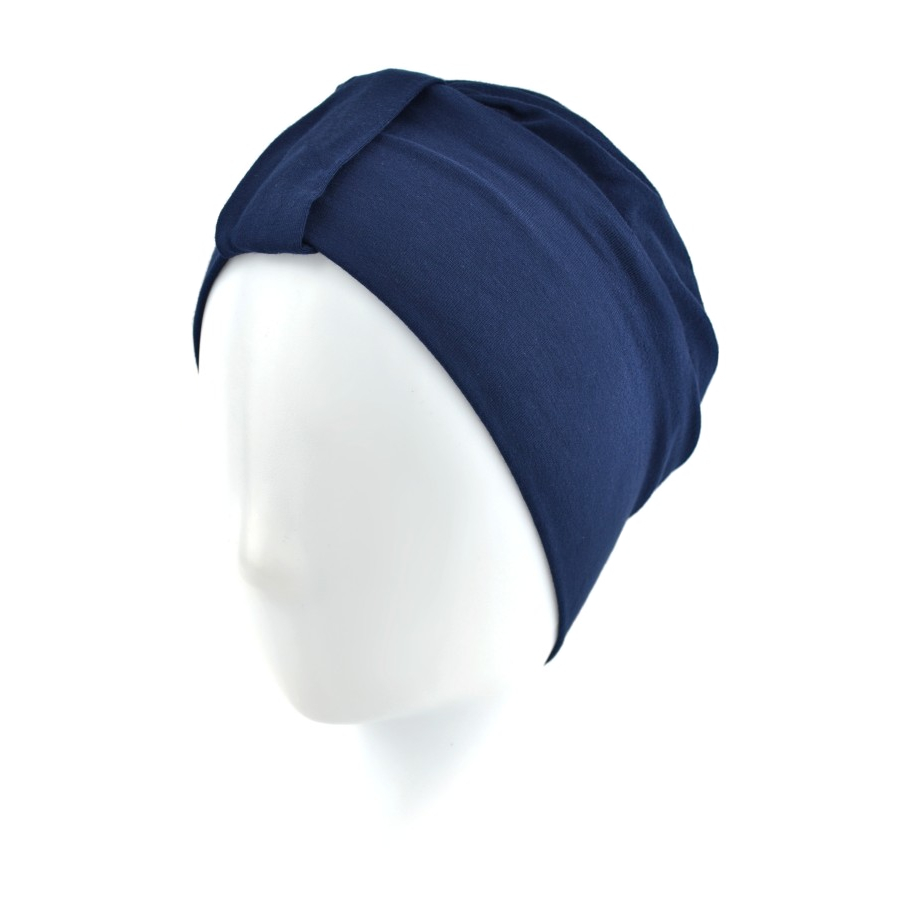 Turban z dwoma szarfami w zestawie klasyczny wzór granatowy LAURA BM20*