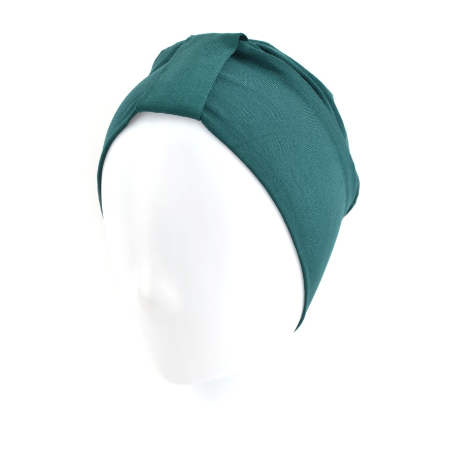 Turban z dwoma szarfami w zestawie klasyczny wzór butelkowa zieleń LAURA BM13