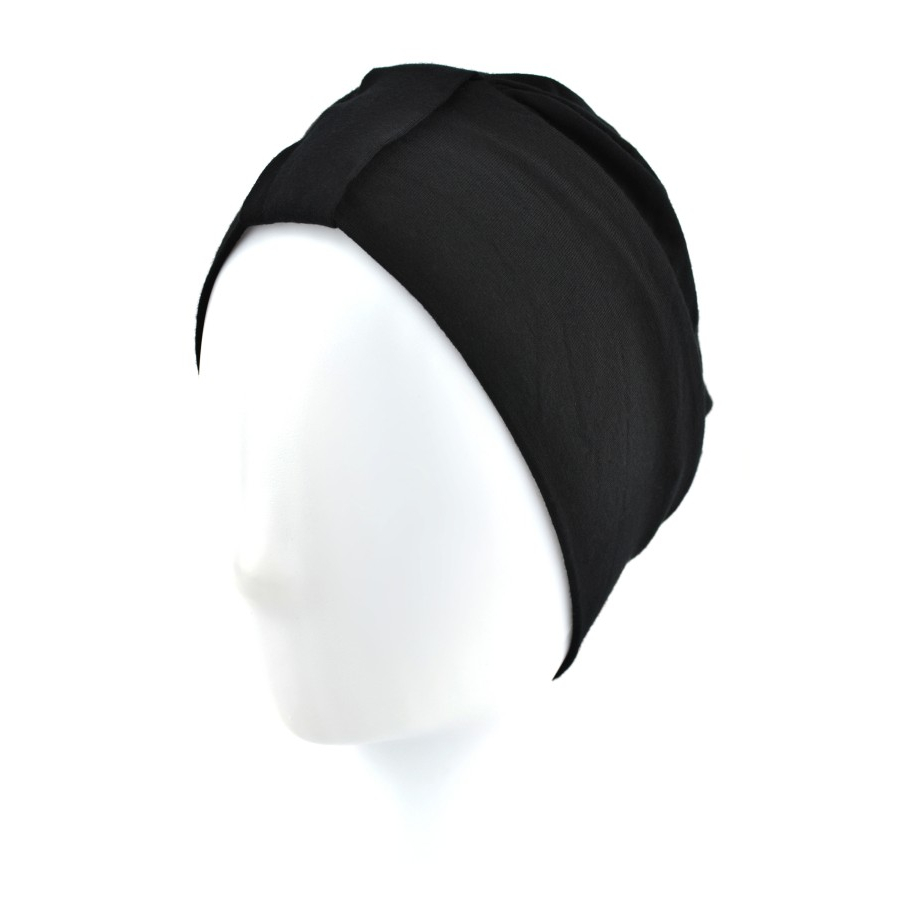 Turban z dwoma szarfami w zestawie czarny klasyczny wzór LAURA BM05
