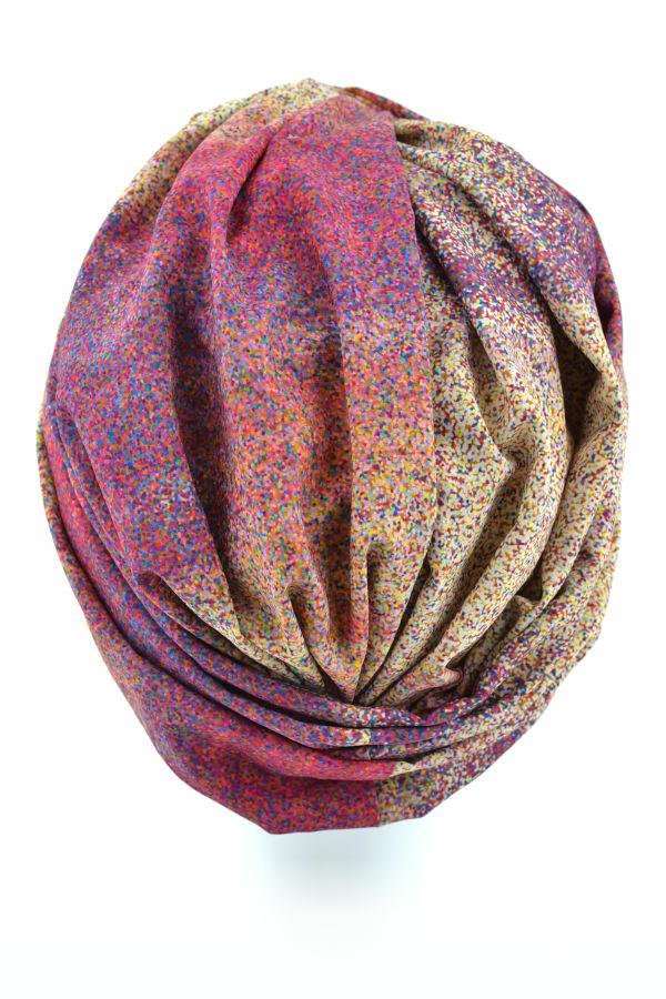 Kolorowy turban z eleganckim drapowaniem PINK DESERT
