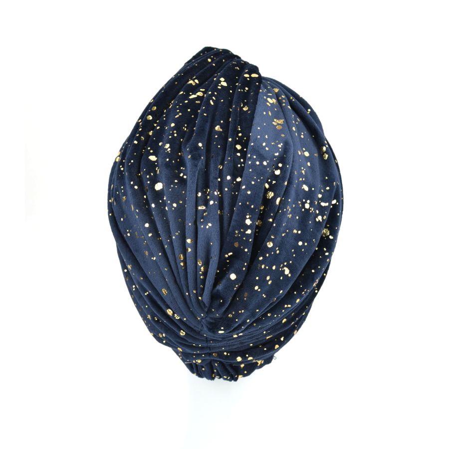 Turban welurowy retro granatowy RIGA VS/24