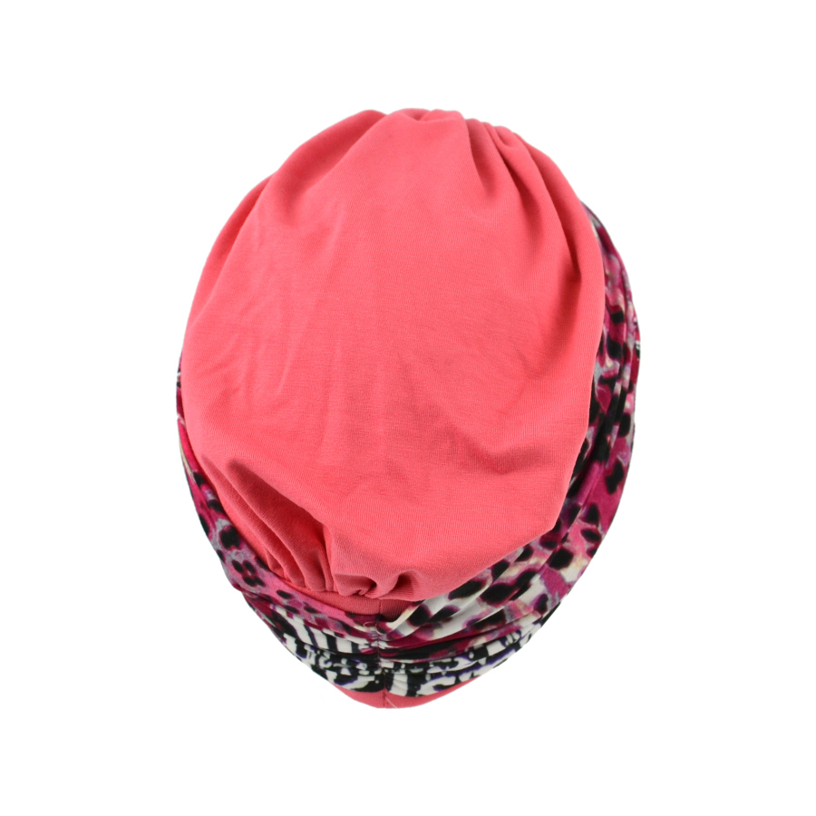 Turban z niesymetrycznym upięciem malinowy róż BOMBAY B412/B42