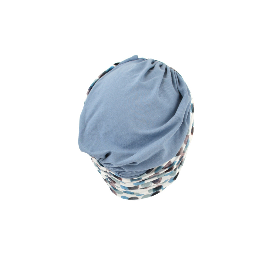 Turban z niesymetrycznym upięciem niebieski BOMBAY B84/B334