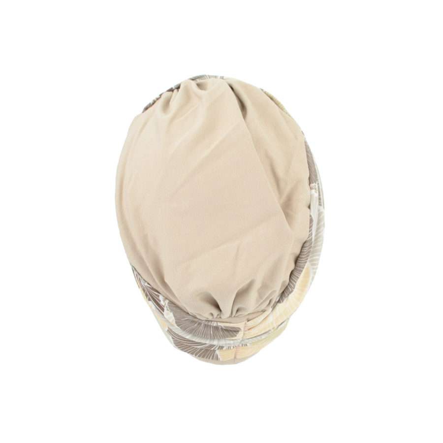 Turban z niesymetrycznym upięciem beżowe BOMBAY B9/B413