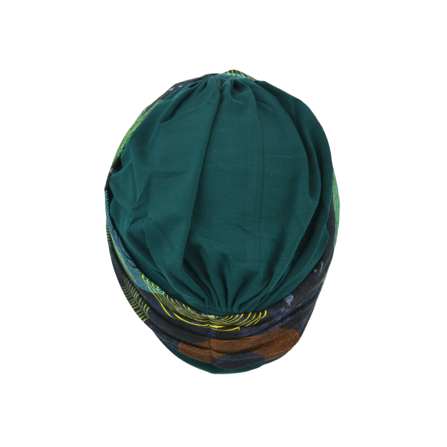 Turban z ozdobną szarfą butelkowa zieleń CARLA BM13+BM317