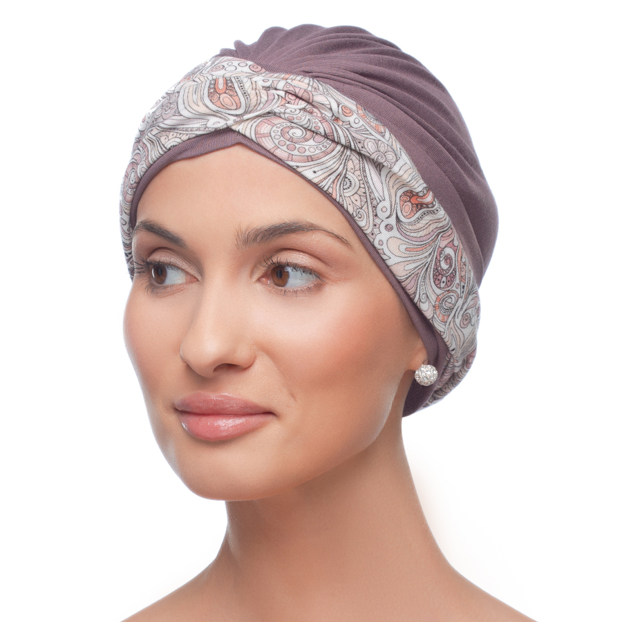Turban z ozdobną szarfą brąz CARLA BM220+BM-382