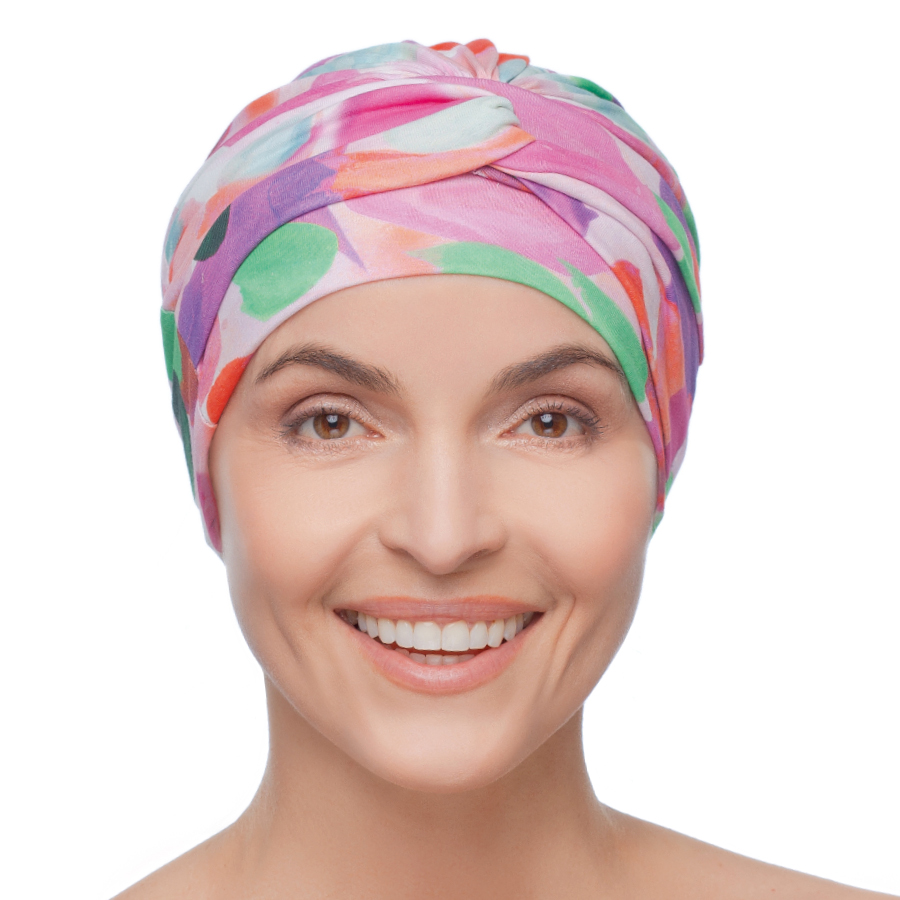 Ładny i wygodny turban wielokolorowy wzór ELA K-384