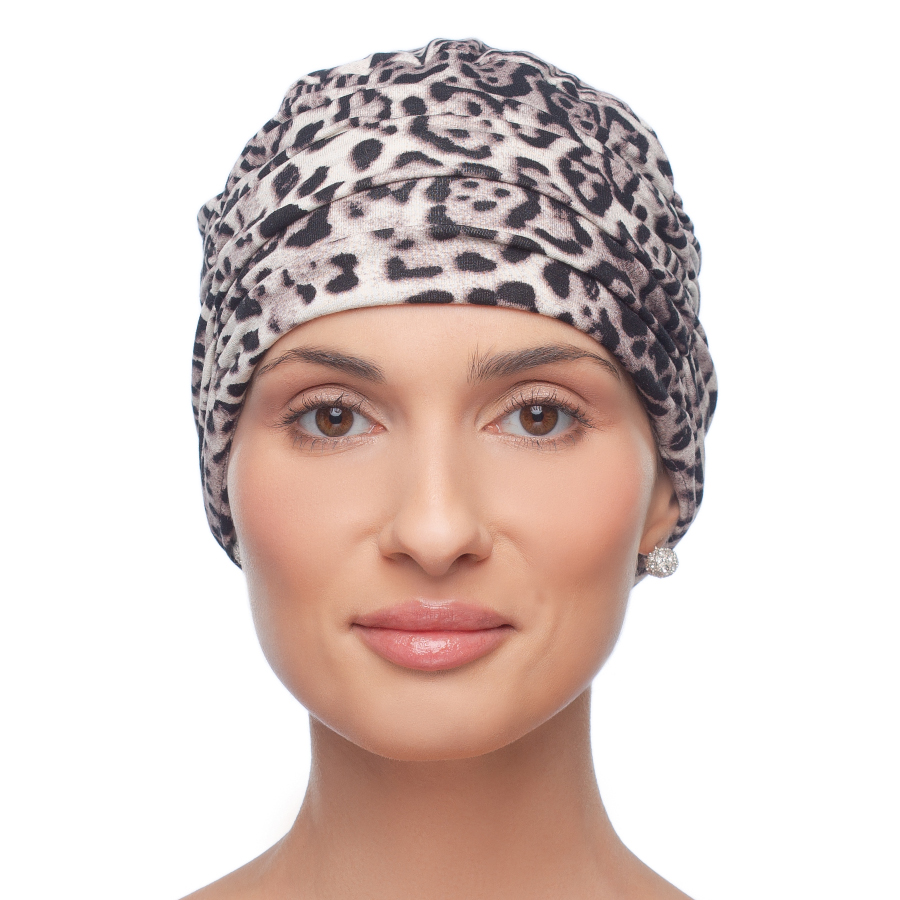 Lekki i przewiewny turban w panterkę PEONY T-381