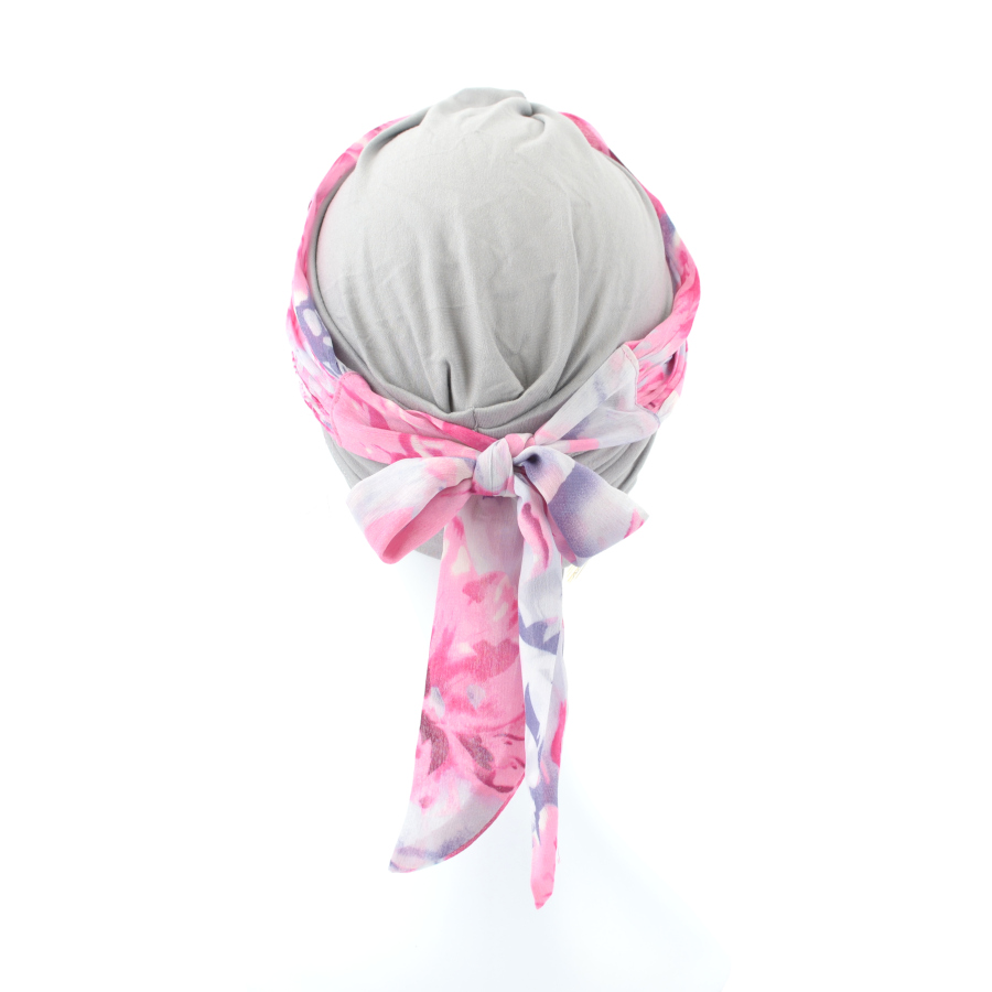 Komplet szary turban i dwie wzorzyste szarfy ZANZIBAR B63/55.89