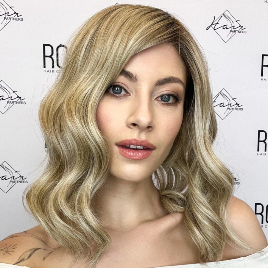 Półperuka syntetyczna wielotonowy blond z odrostem termoodporna JUNIPER 16/22/23/8R