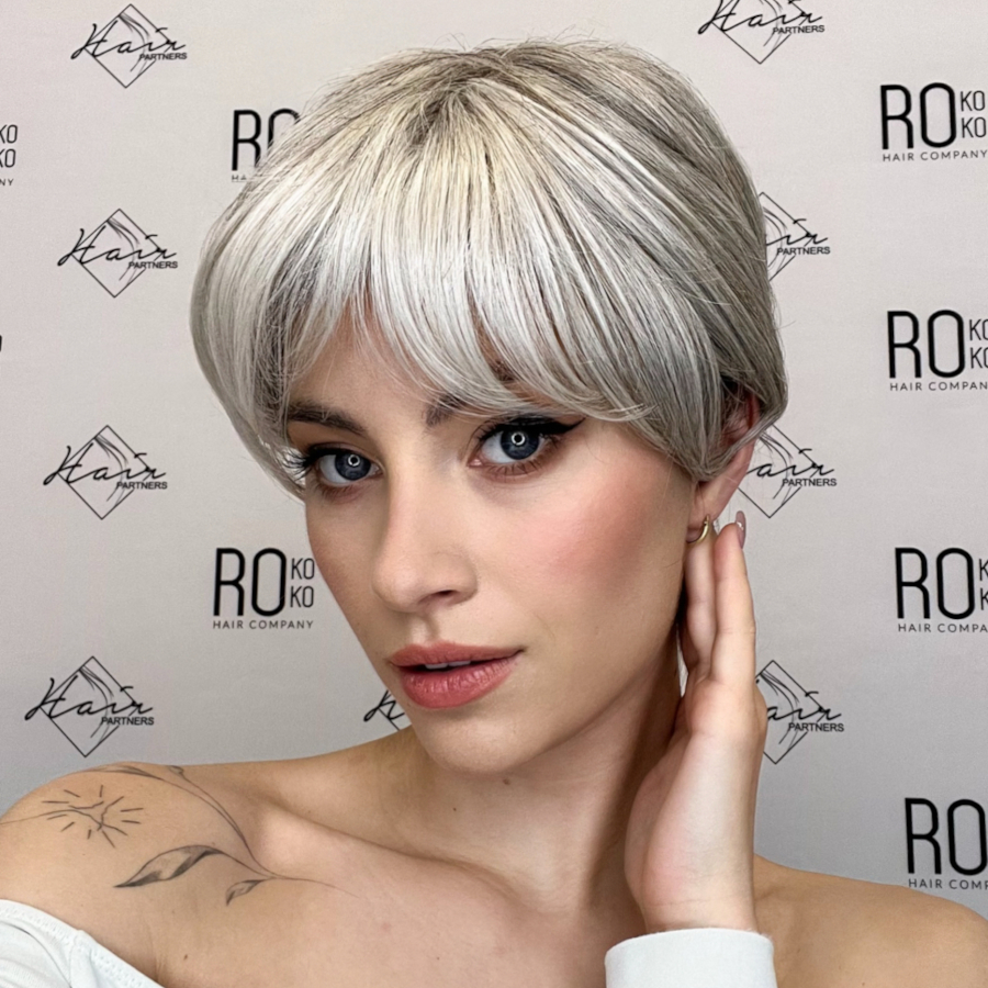 Półperuka syntetyczna z baż lace front siwa IRIS 305K