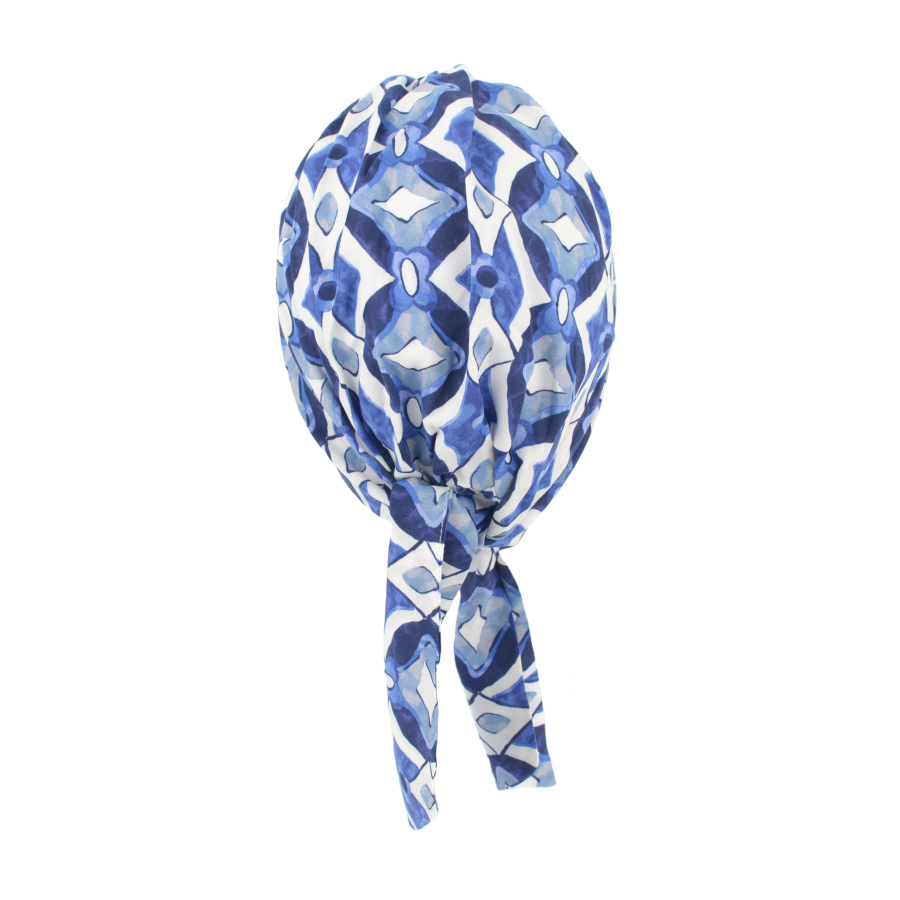Lekki turban do użytku codziennego niebieski w białe wzory CROCUS Q-372