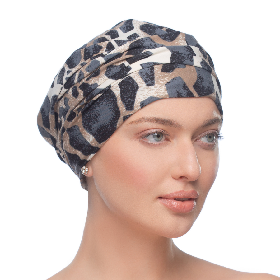 Turban beżowo grafitowy STONE