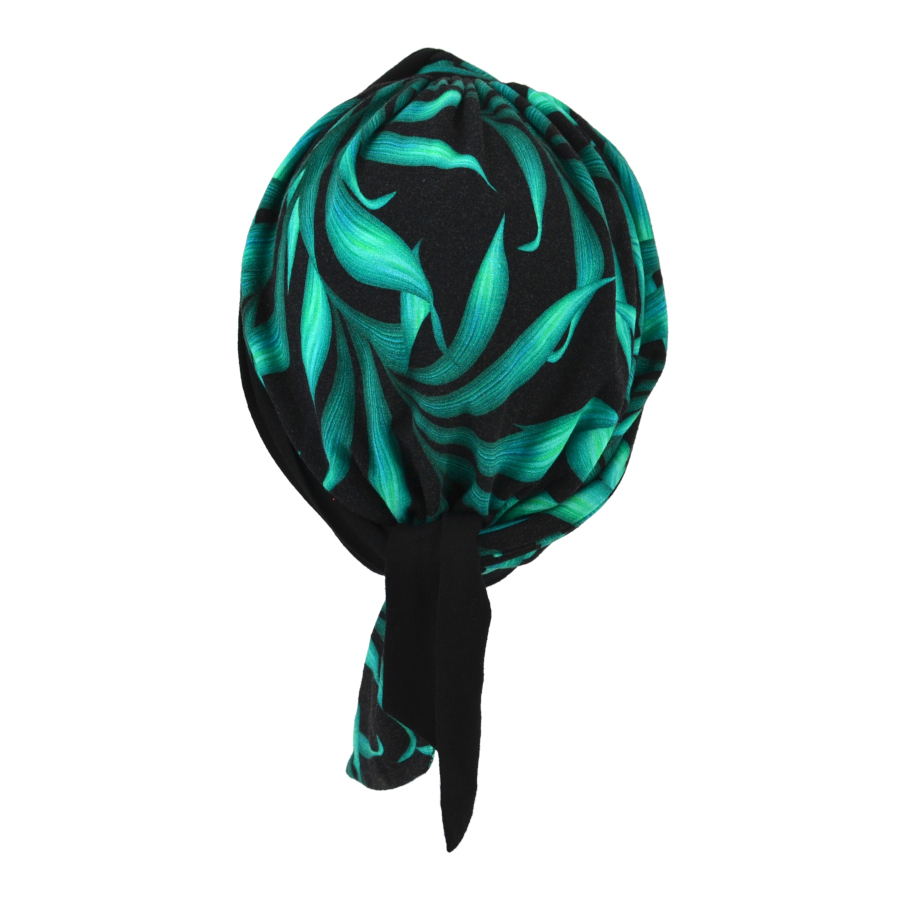 Turban dwustronny czarny z turkusowym wzorem LEAH BM05/2233b