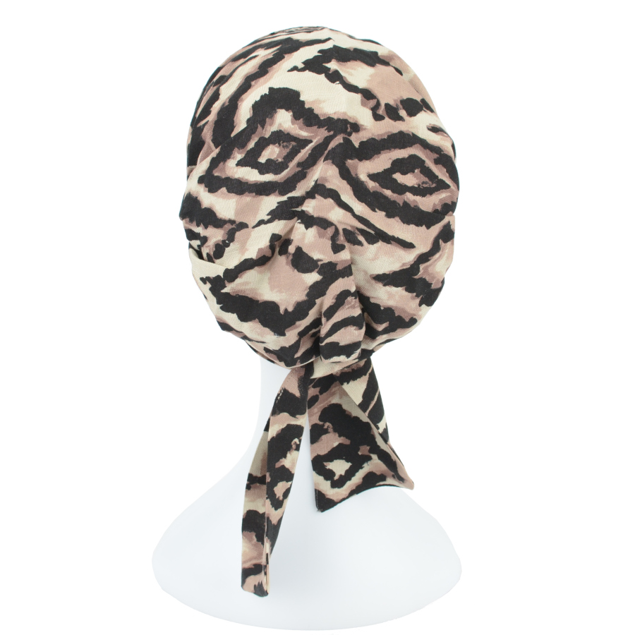 Prosty do ułożenia lekki i wygodny turban w beżowo kremowo czarny wzór FELICJA NEW Q-378
