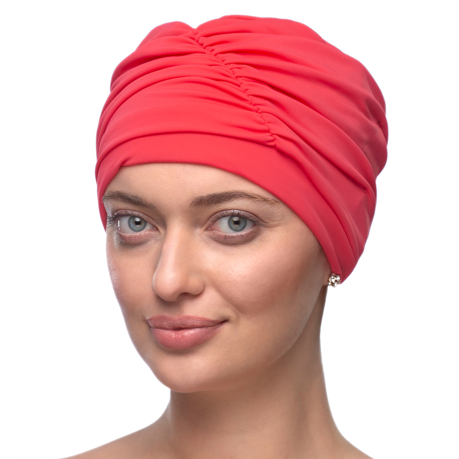Lekki i wygodny turban do kąpieli z ozdobnym drapowaniem czerwony AQUA 043*
