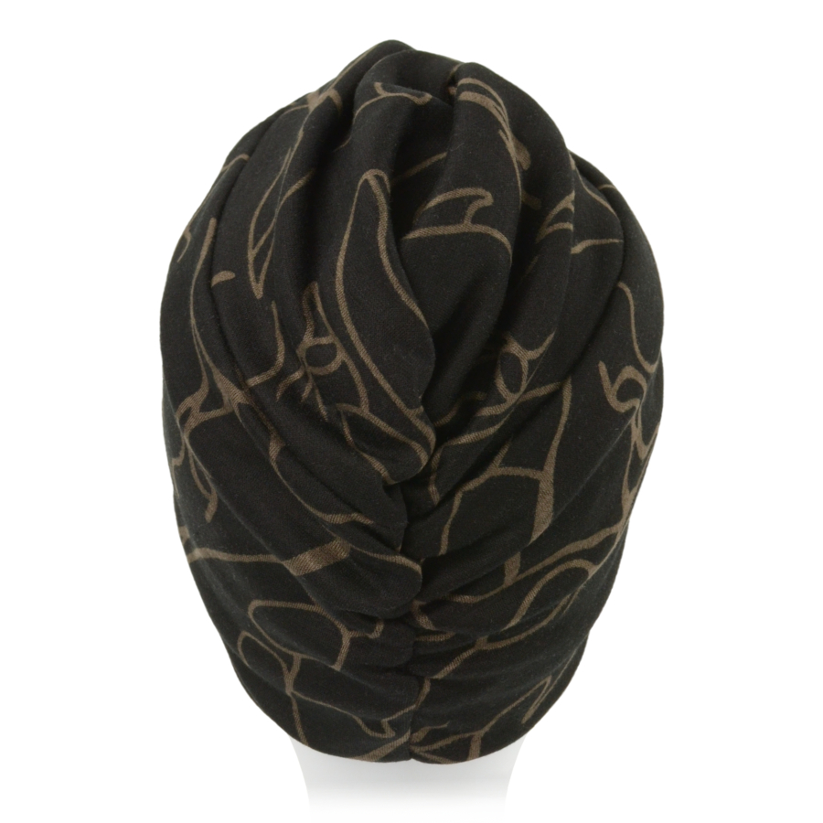 Turban retro czarny złote wzory ARUBA J103+B21