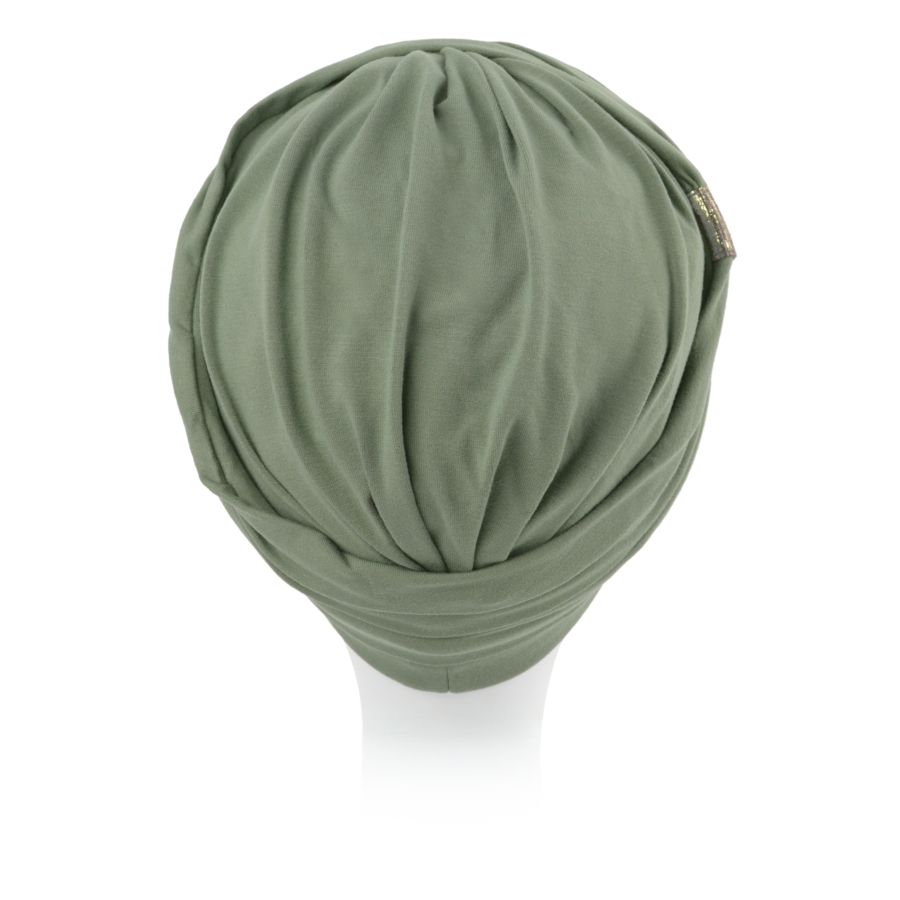Turban z metalicznym zdobieniem zielony HOLLYWOOD B14+A16