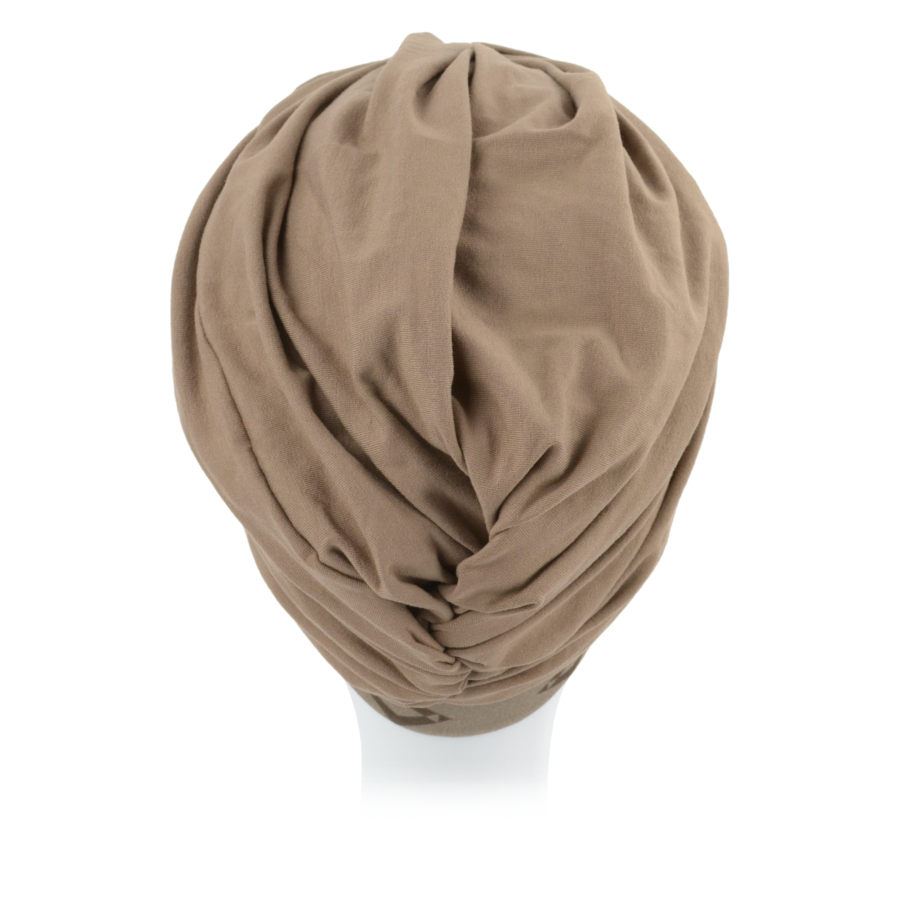 Jasnobrązowy turban o niecodziennym fasonie FLORENCE B17+B471