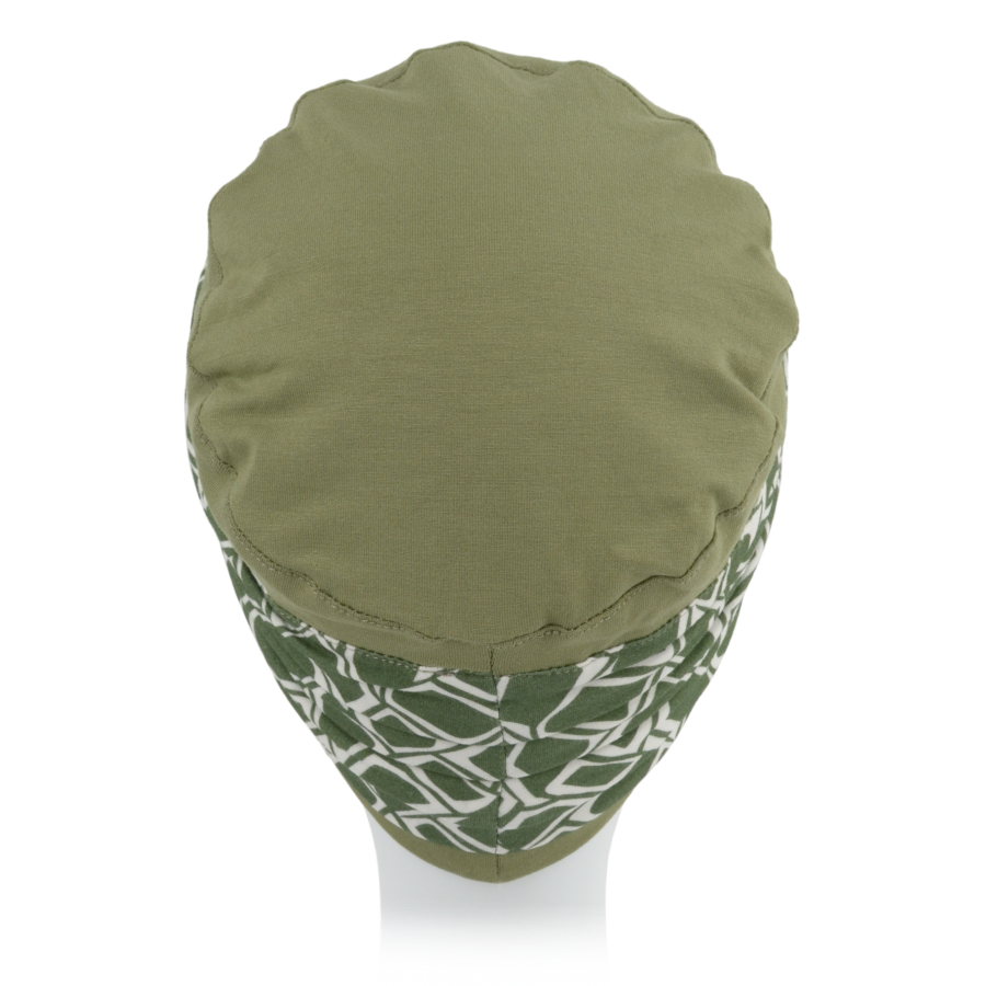 Turban z ozdobną opaską oliwkowa zieleń CAPRI B104+B445