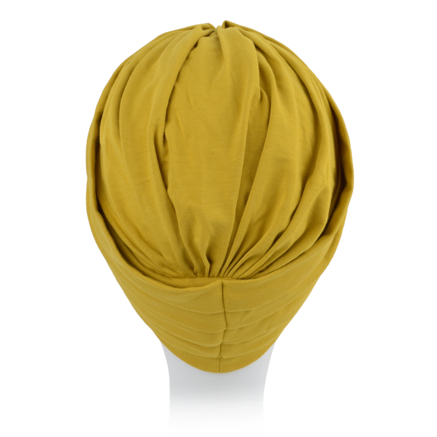 Lekki i ciepły turban musztardowy TOKYO z daszkiem BM34
