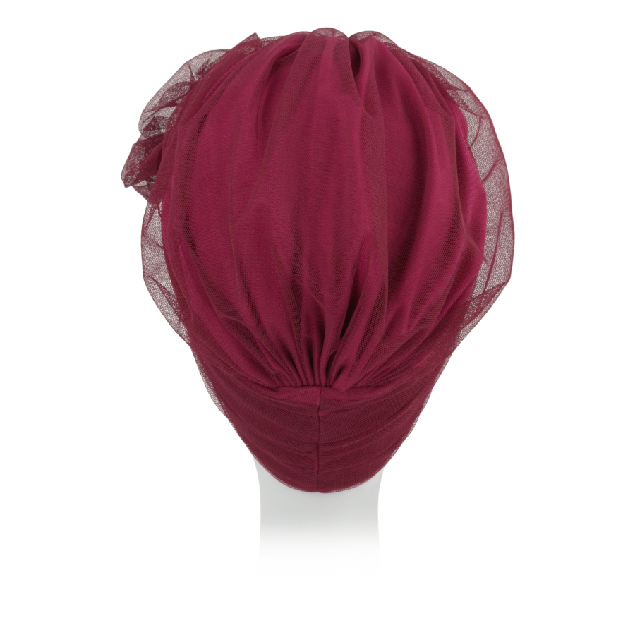 Bordowy turban w stylu retro z siateczką BELLA BM406