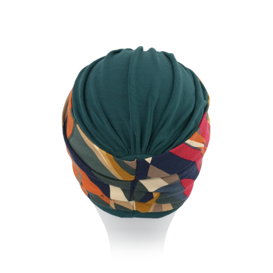 Turban z ozdobną szarfą butelkowa zieleń CARLA BM13+K395