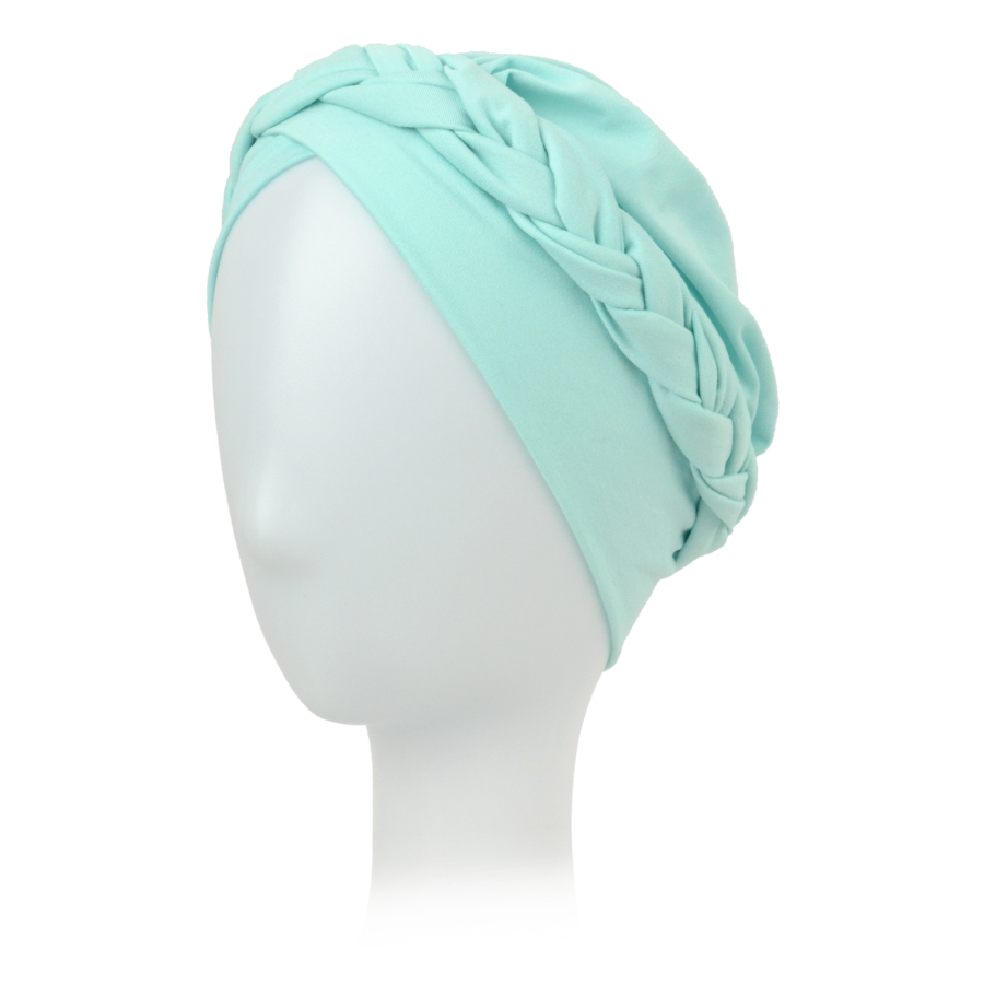 Turban w stylu boho z ozdobnym warkoczem miętowy CORSICA B65