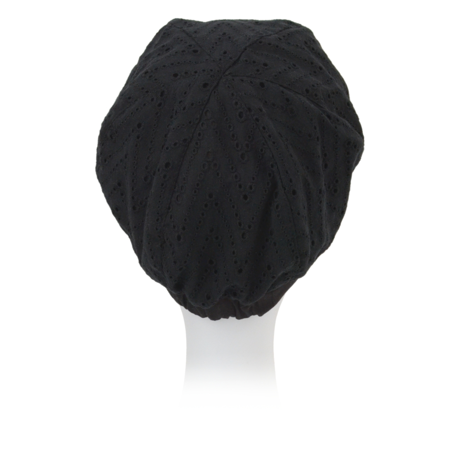 Czarny turban z ozdobnymi haftami SEVILLA Q11725