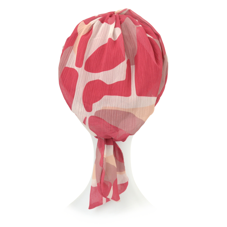 Wzorzysty turban 100% szyfon odcienie różowego AZALEA CH153+B20