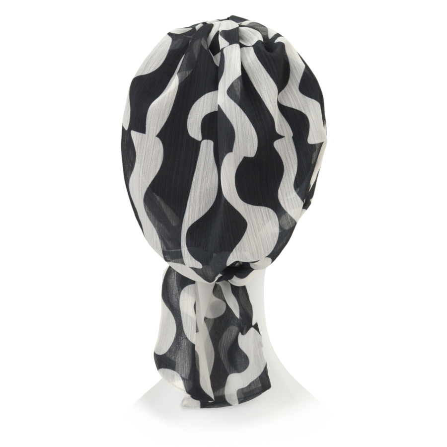 Wzorzysty czarno biały turban szyfonowy AZALEA CH156+B21