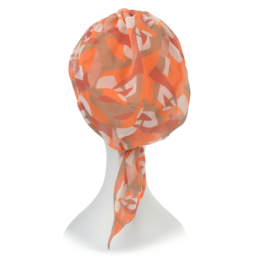 Szyfonowy turban beżowo pomarańczowy AZALEA CH168+B128