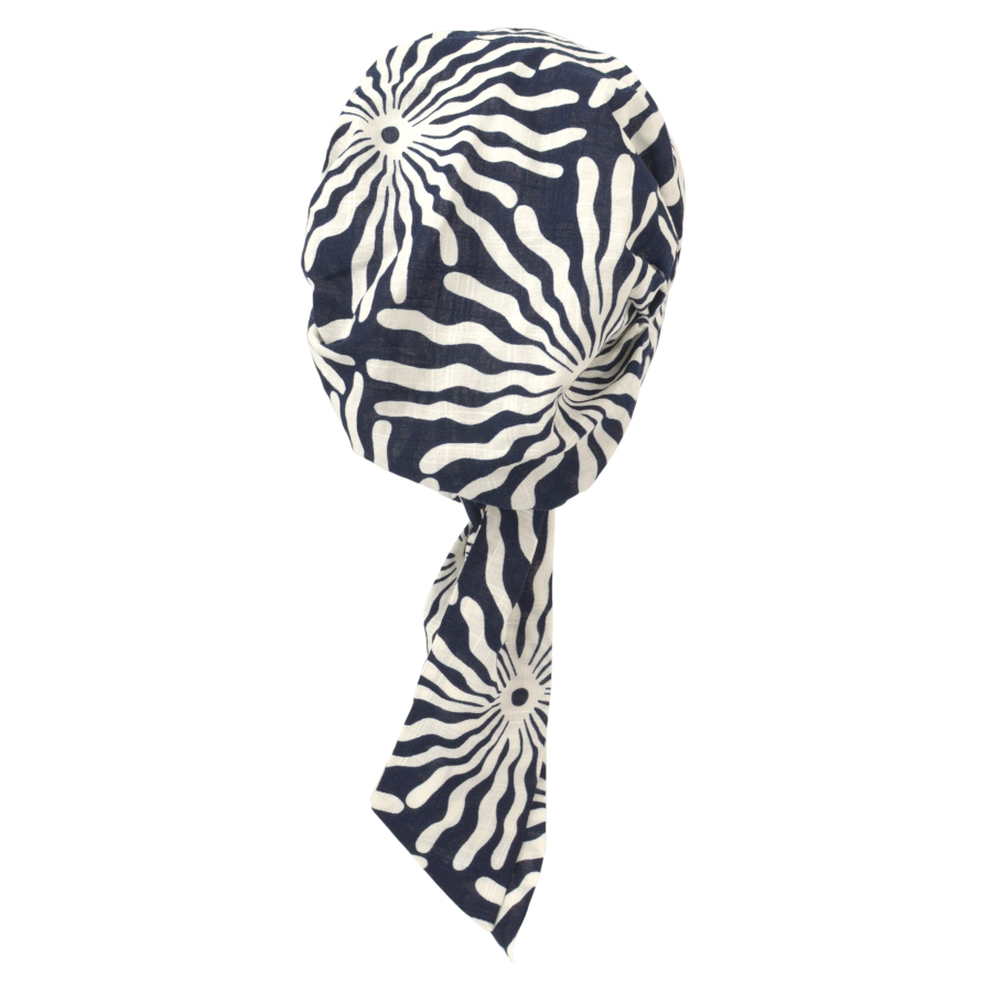 Lekki turban do użytku codziennego granatowy w białe wzory CROCUS K-397