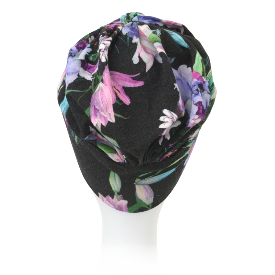 Turban aktywny tryb życia czarny w kwiaty COSTA RICA 415