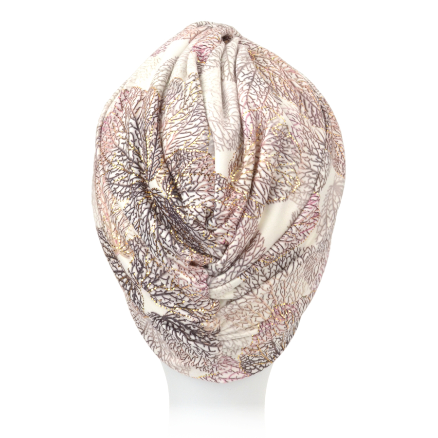 Turban retro beżowy wzory ARUBA SF135+B9