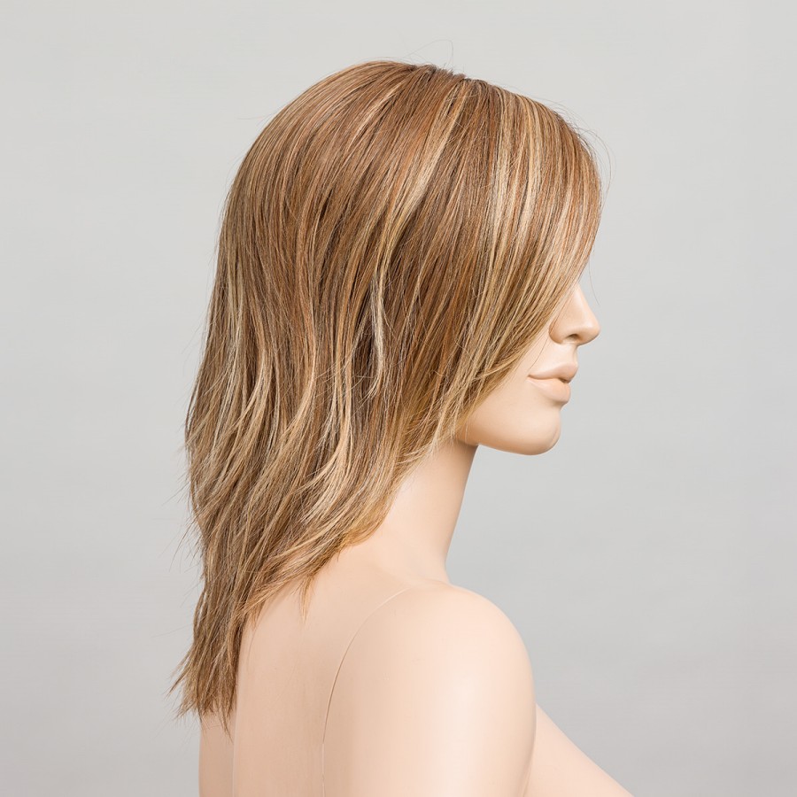 Peruka średniej długości syntetyczna miękkie fale jasny bursztynowy blond FLOW MONO PART lightbernstein/rooted